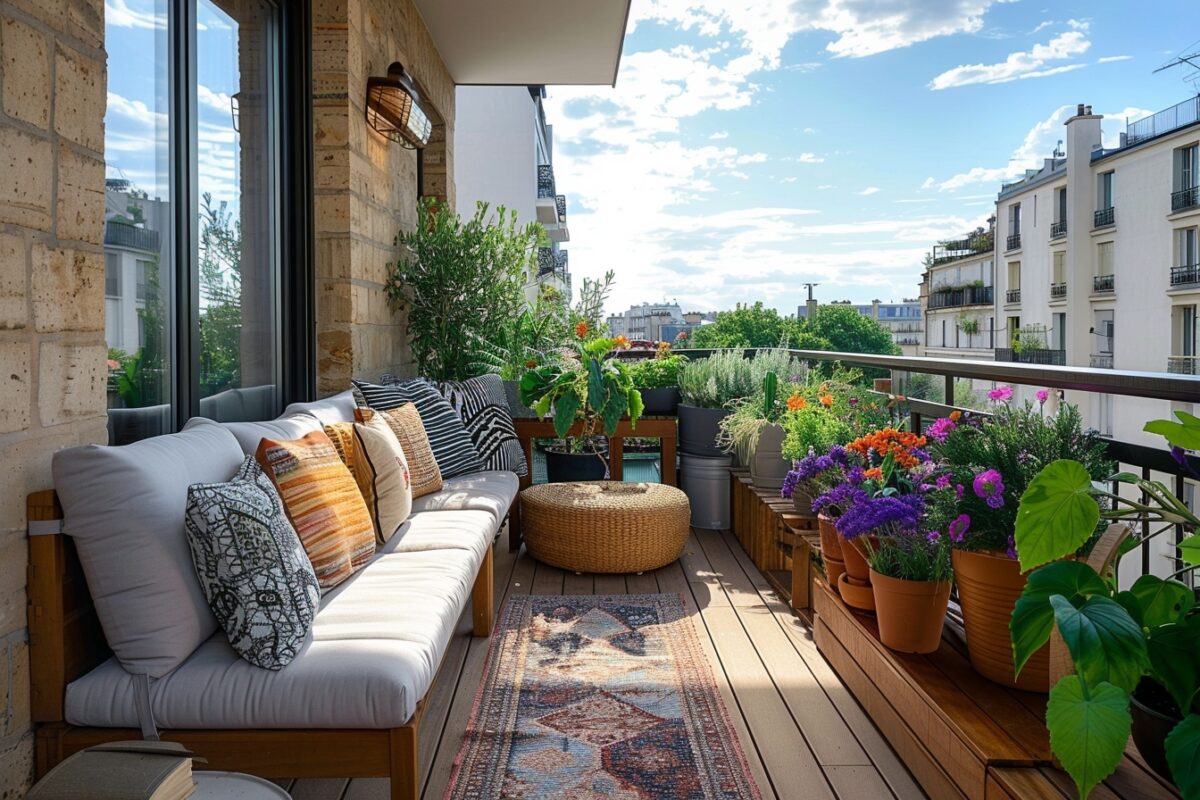 Photographie ambiance plante décoration balcon terrasse appartement 